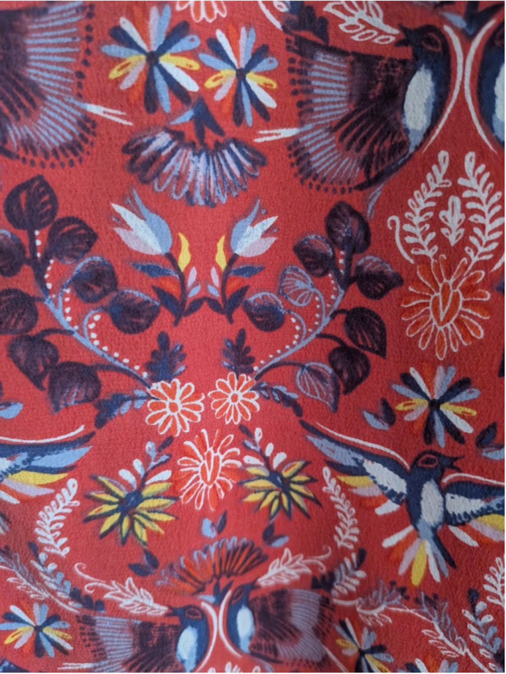 Joie 100% Silk Floral Boho Blouse Red Multicolor Peasant Top Size M - Picture 4 of 6